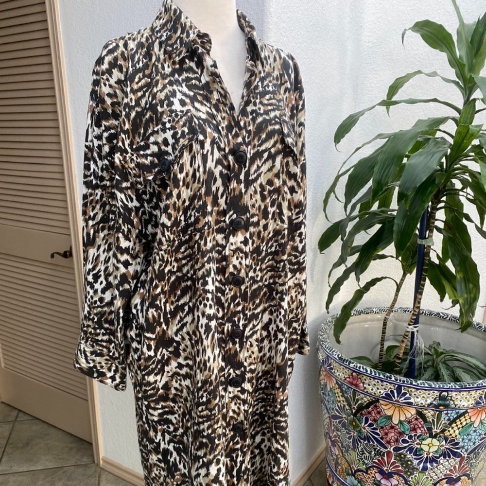 ZARA Leopard Print‎ Shirt Dress Small